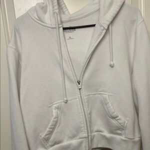 Hollister Cropped White Hoodie